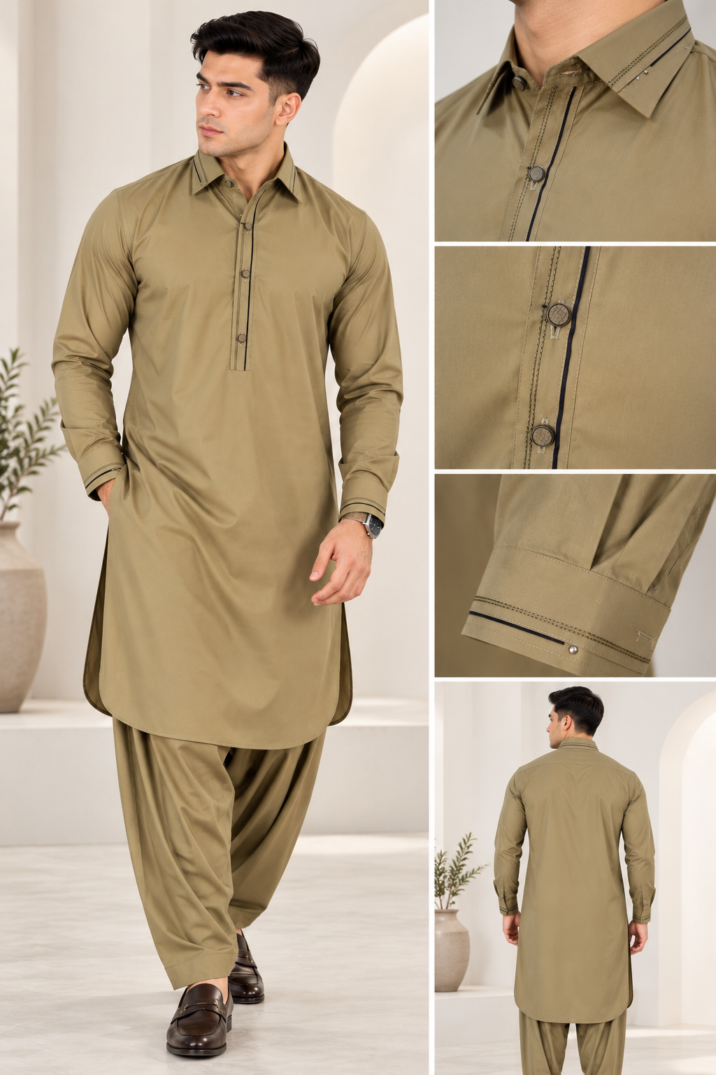 Wash & Wear Shalwar Kameez ( Cardamom )