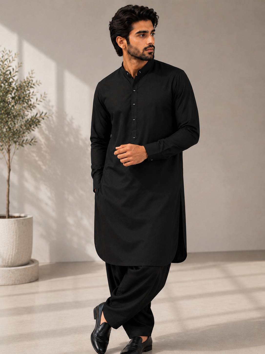 Wash & Wear Shalwar Kameez ( Noir )
