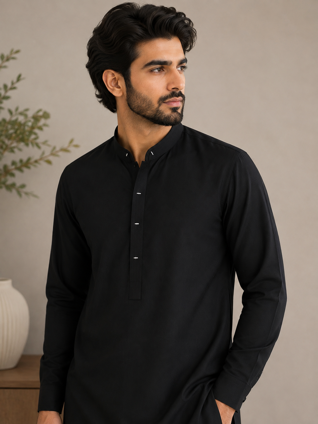 Wash & Wear Shalwar Kameez ( Noir )