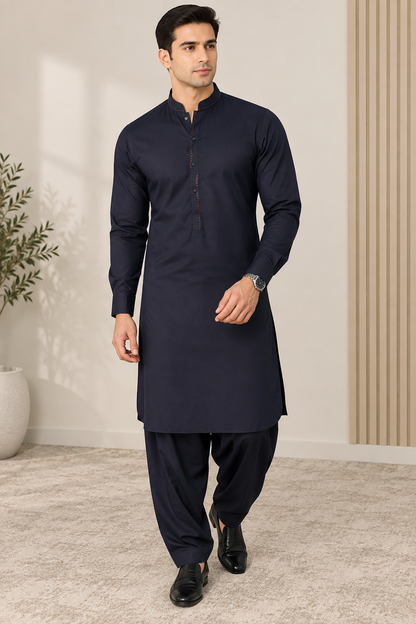 Wash & Wear Shalwar kameez ( Galaxy Navy Blue )