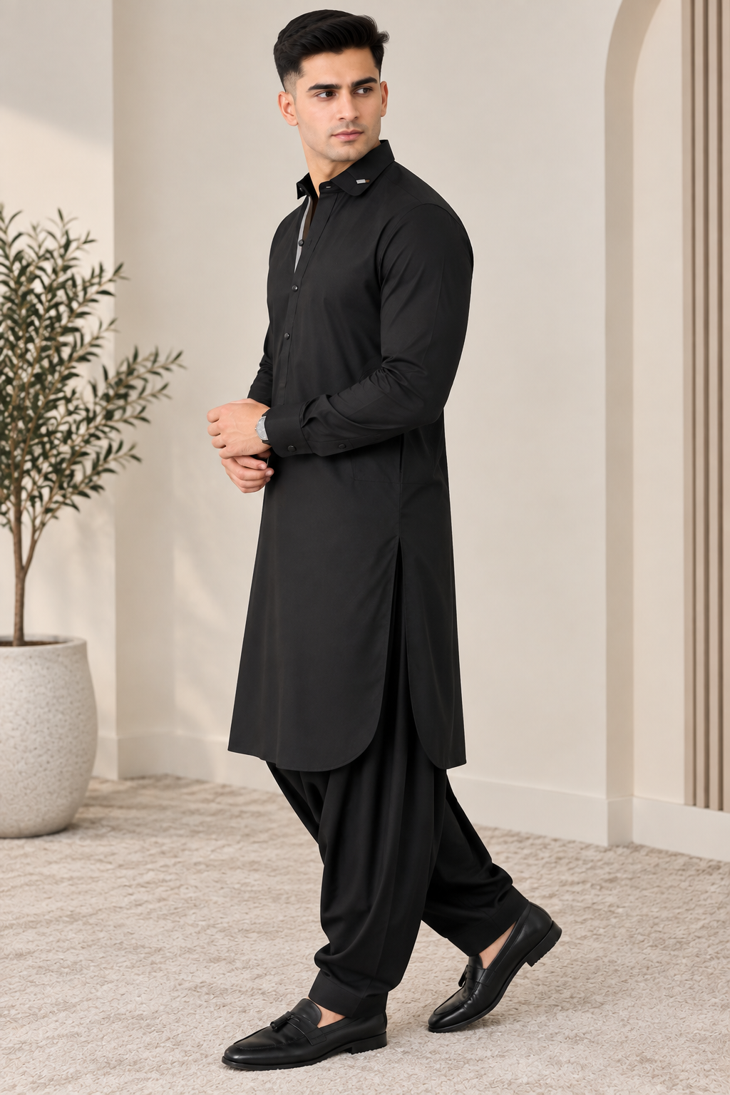 Wash & Wear Shalwar kameez ( King Jet Black )